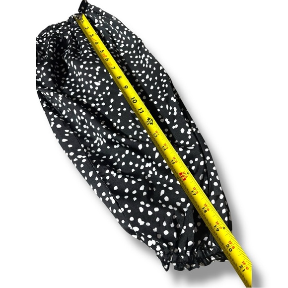 She + Sky Black and White Polka Dot Ruffled Front Tie Long Sleeve Mini Dress - Picture 11 of 16